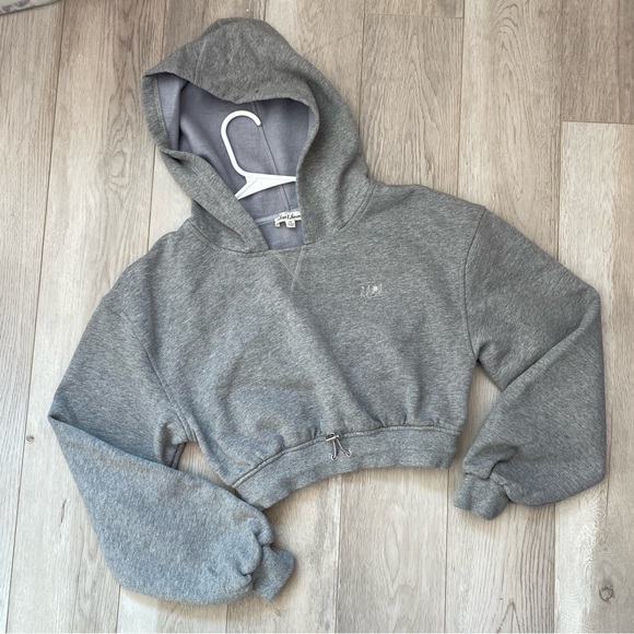 For Love & Lemons Sweatshirt crop hoodie womens Gray (xsmall) - Picture 2 of 7